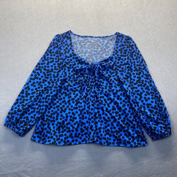 Ava & Viv Plus Size 3X Women's Long Balloon Sleeve Tie-Front Shirt Polka Dot - Picture 11 of 12